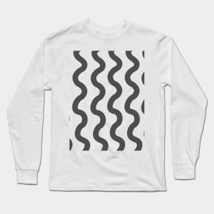 Grey vertical wavy curly lines pattern Long Sleeve T-Shirt